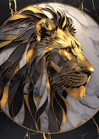 Golden Lion Marble Art