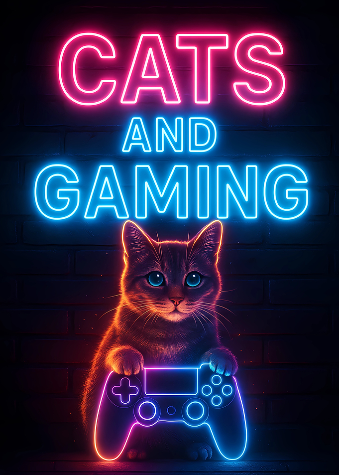 Cats and Gaming Neon Art Sign