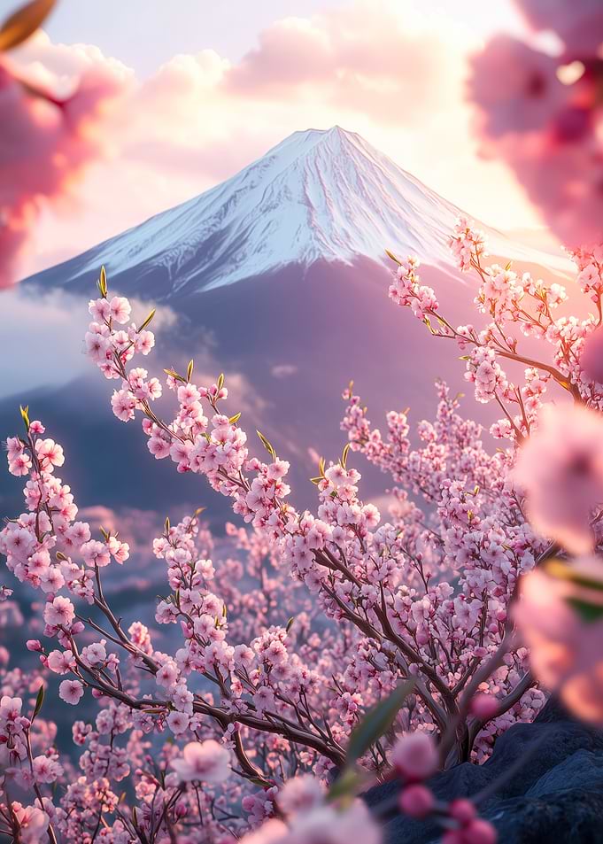 Japanese Sakura Mount Fuji Landscape