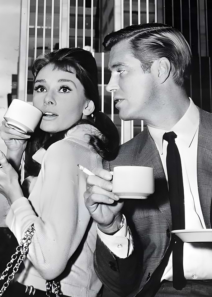 drinking coffee