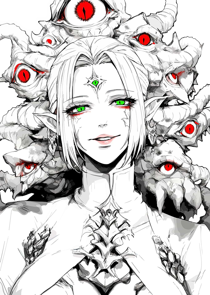 Elf Queen with Monster Guardians