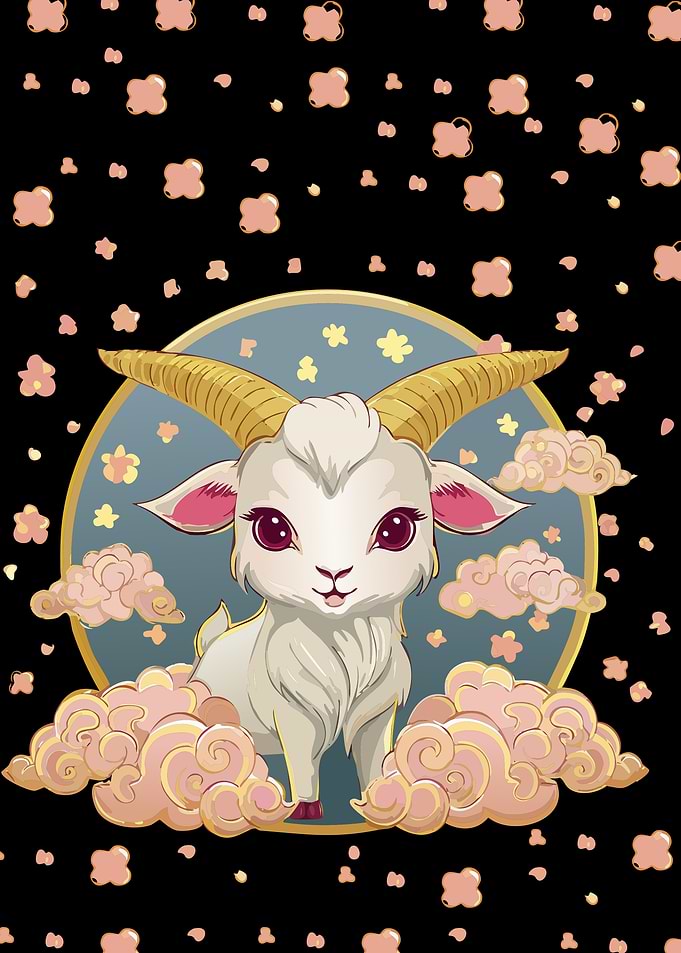 Cute Goat Zodiac Sign Illustration