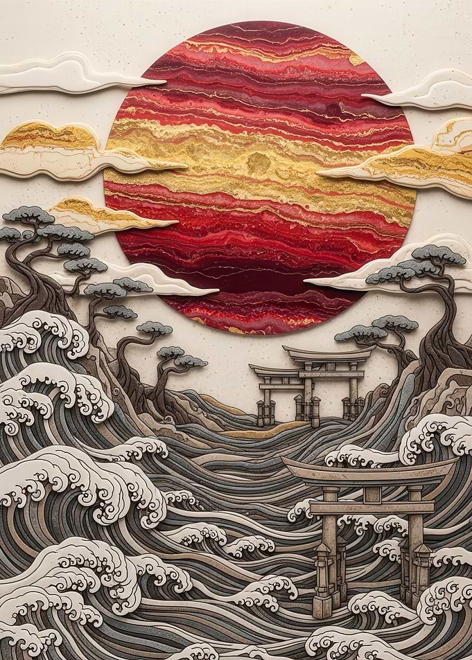 Japanese Landscape Torii Gates