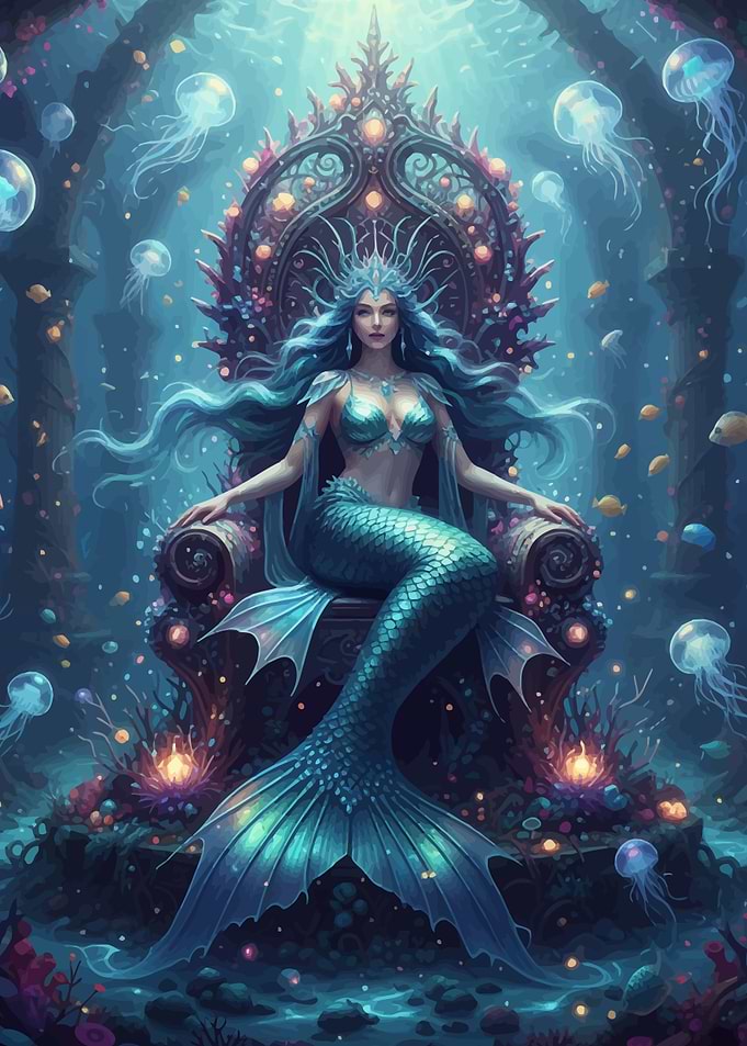 Mermaid Queen on Throne