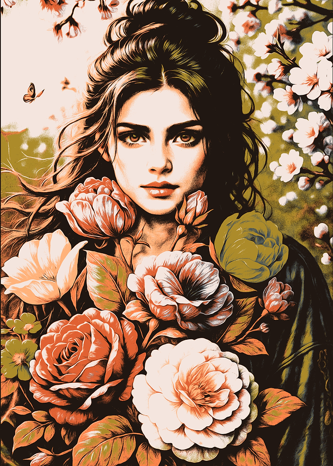 Woman with Flowers Portrait