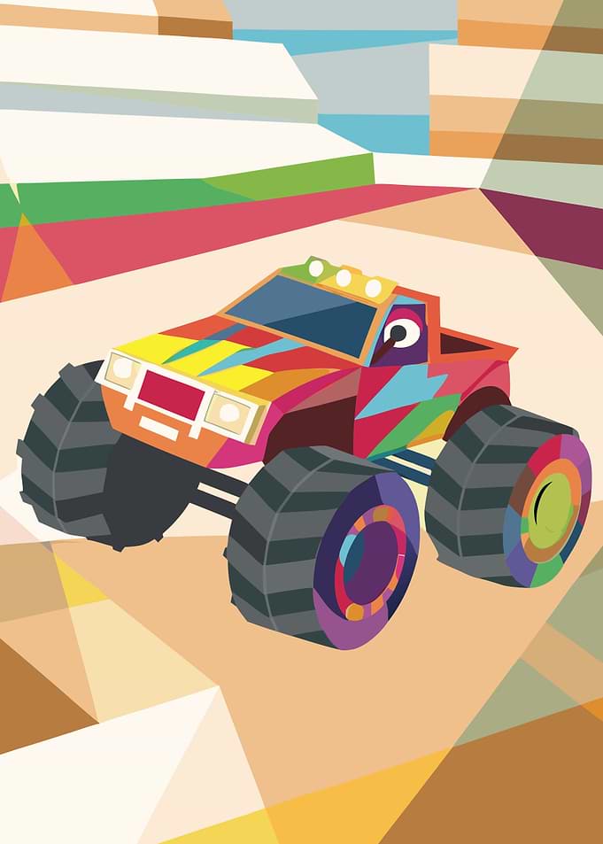 Colorful Monster Truck Digital Art