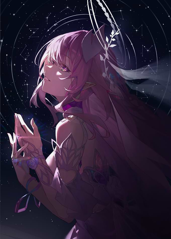 Girl with Celestial Background
