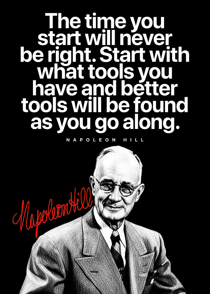 Napoleon Hill Quote Poster – Start Now Motivational Wall Art