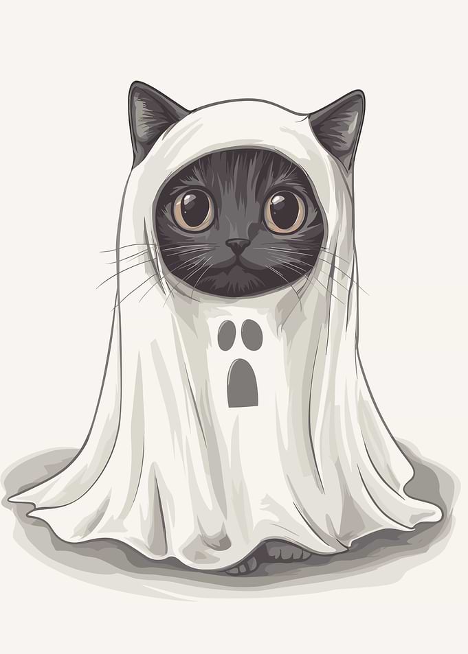 Cat dressed as a ghost
