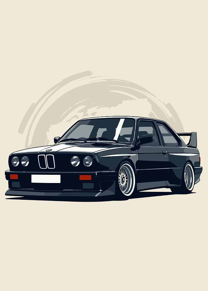 Black BMW E30 Illustration