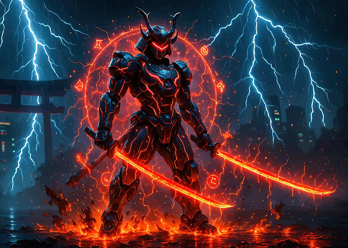 Cyberpunk Samurai Warrior Storm