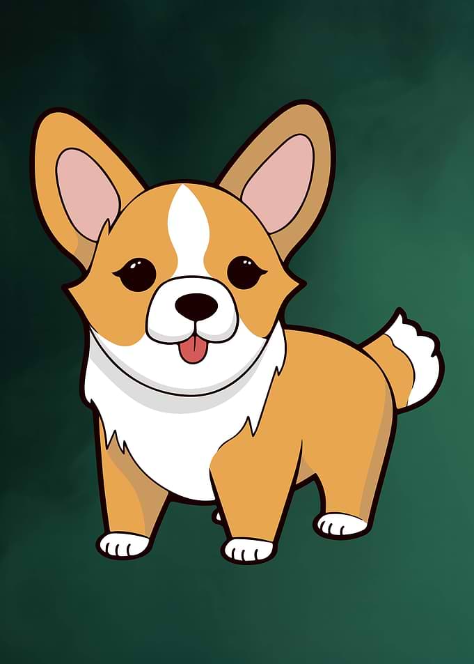 Cartoon Corgi Dog Illustration