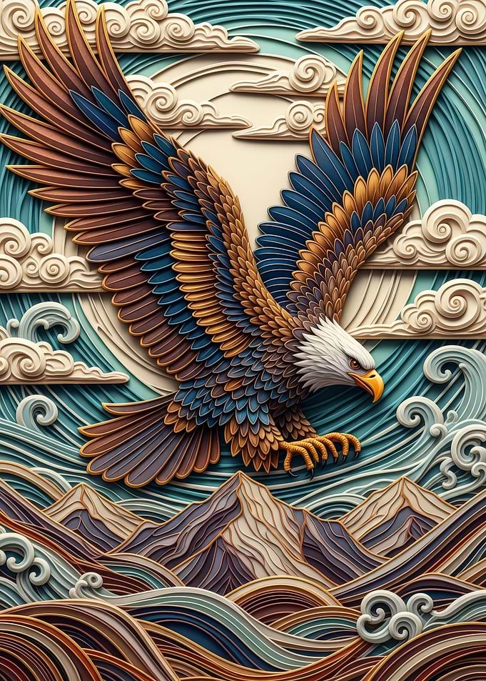 Eagle Soaring Above Mountains