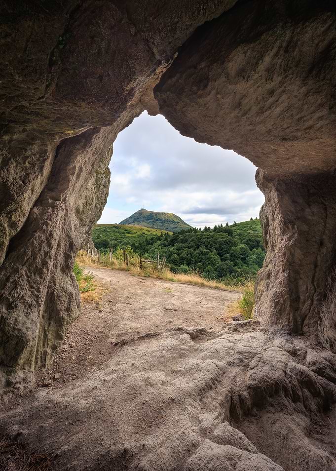 Cave View of Mountain Landscape