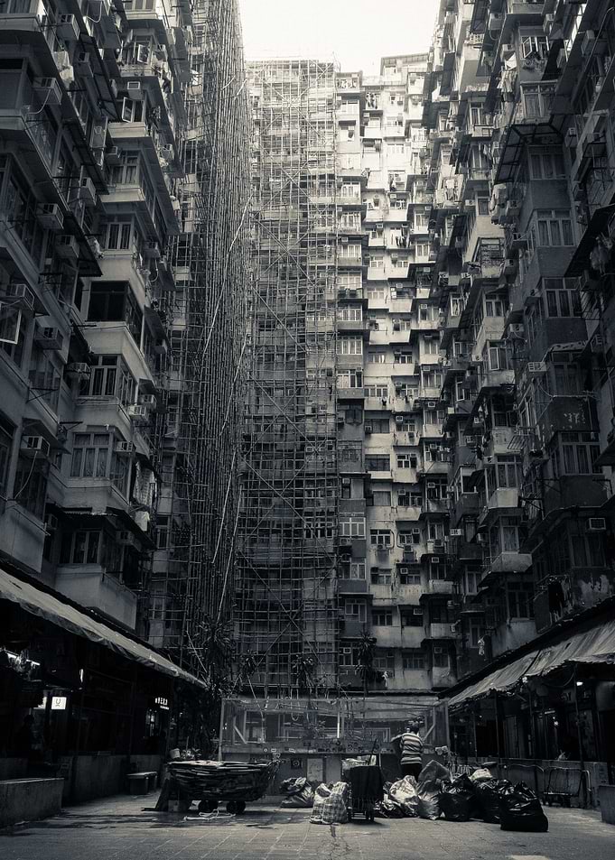 Hong Kong Urban Housing in Black and White
