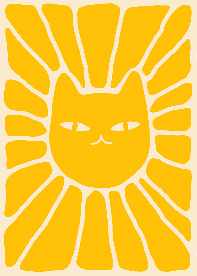 Yellow Cat Sun Graphic Art