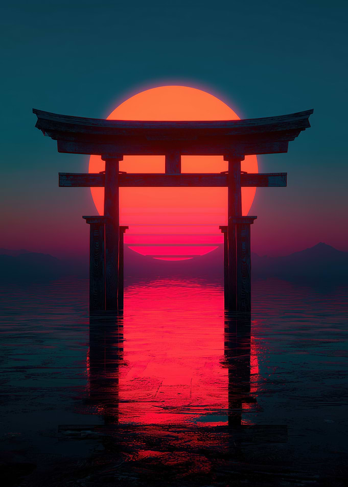 Torii Gate Sunset Reflection