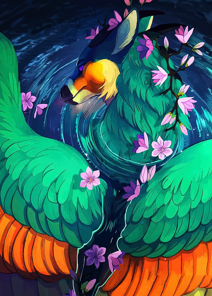 Floral Fantasy Creature Illustration