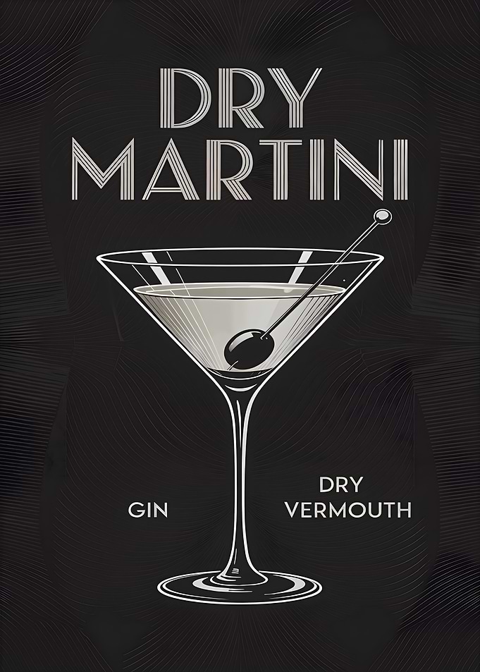 Dry Martini Cocktail Art Deco Style