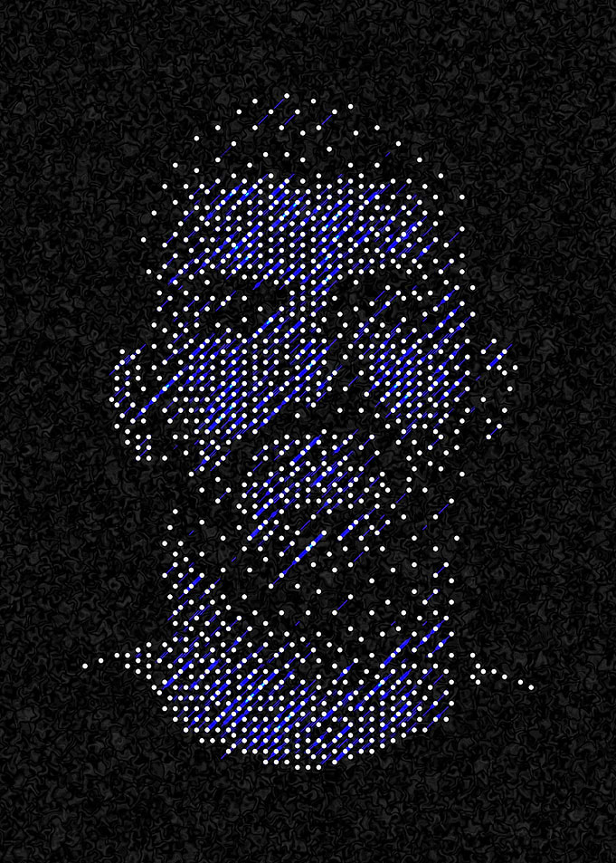 Abstract Portrait with Dots and Lines