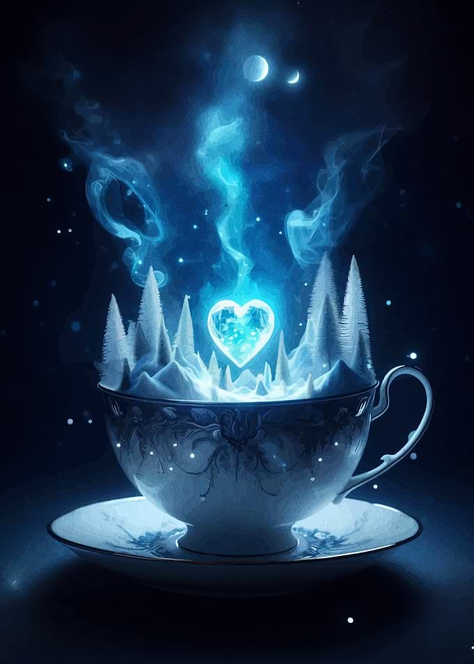 Teacup Winter Wonderland with Heart