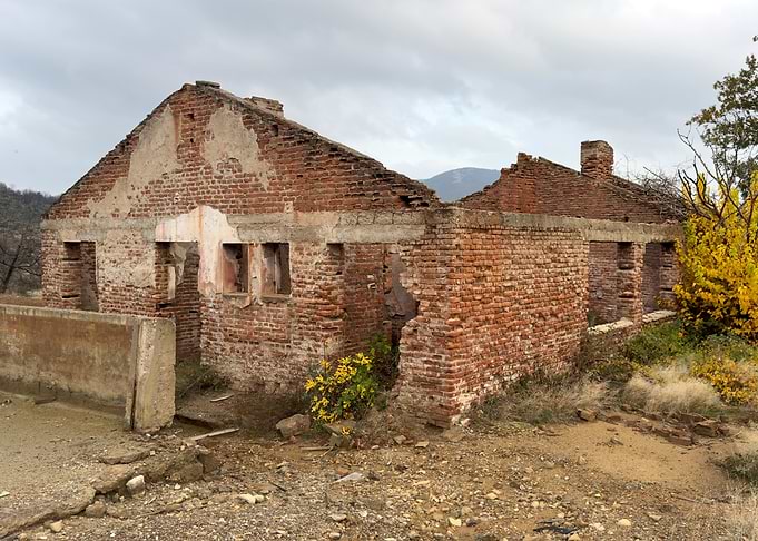 Dilapidated Brick Building Ruins