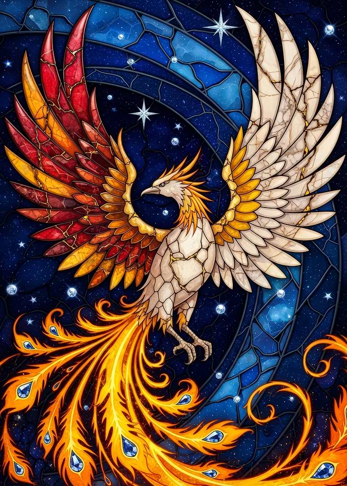 Stained Glass Phoenix Rising
