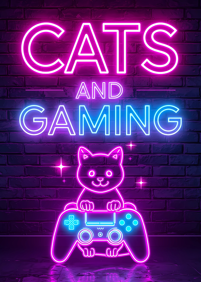Cats and Gaming Neon Sign