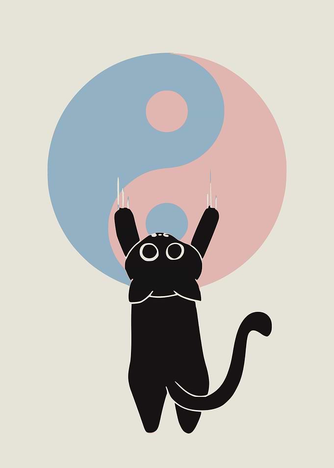 Yin Yang Black Cat