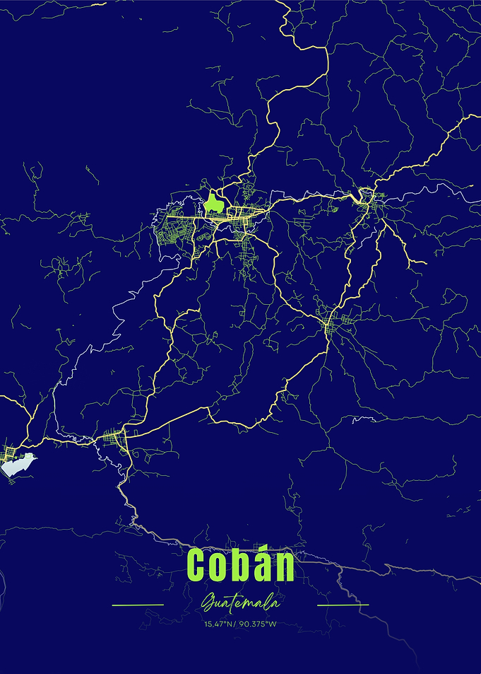 Cobán, Guatemala Map Art