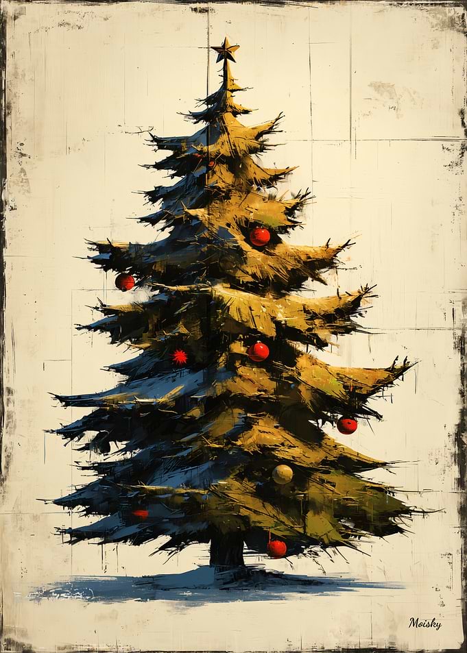 Vintage Christmas Tree – Retro Holiday Art Print
