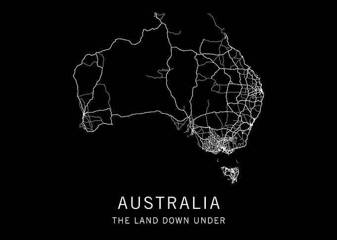 Australia Road Map - The Land Down Under