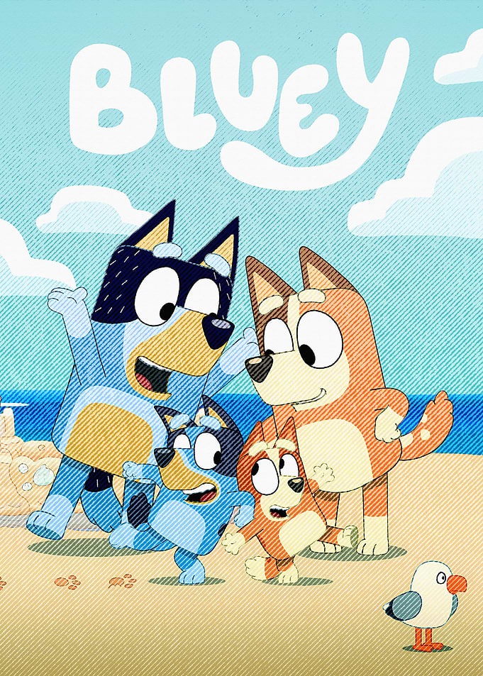 Bluey family at the beach