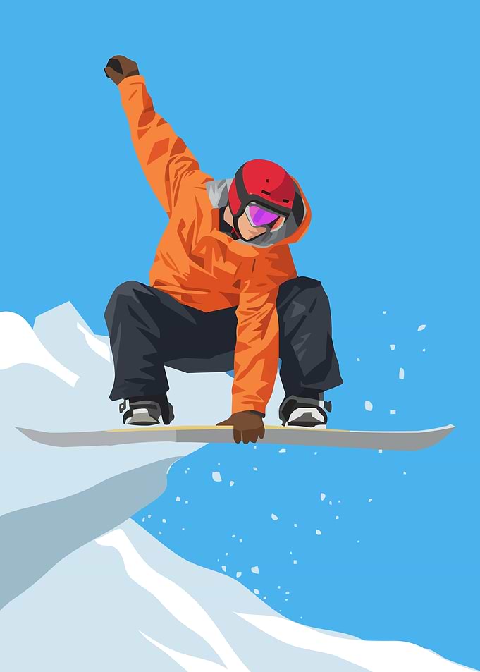 Snowboarder Jumping Off Cliff