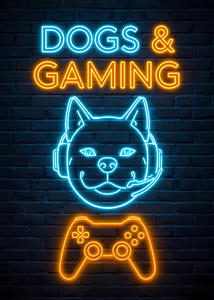 Dogs and Gaming Neon Art