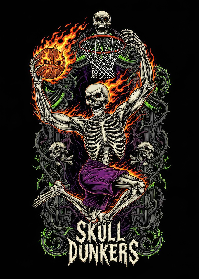 Skull Dunkers Basketball Illustration