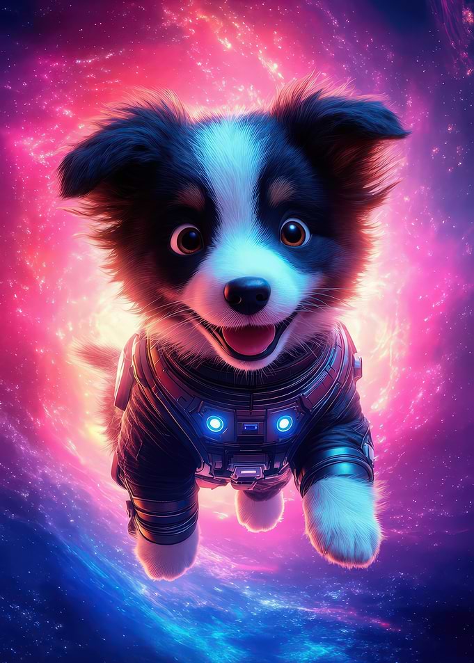 Astronaut Puppy in Space