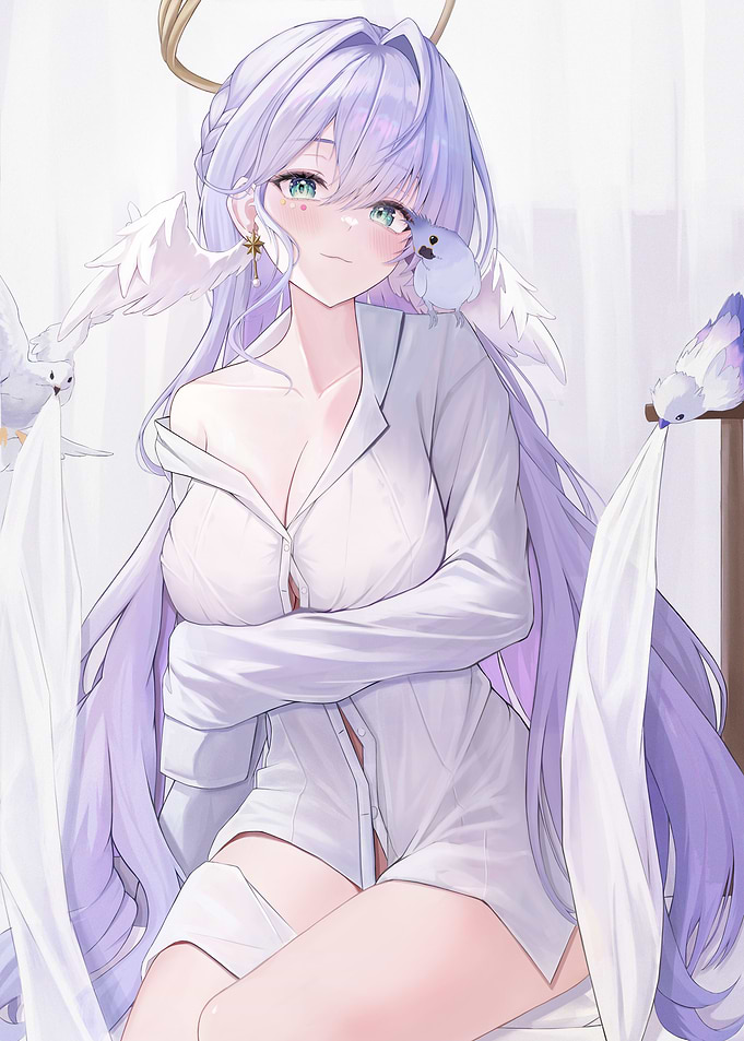 Girl with Birds and Halo