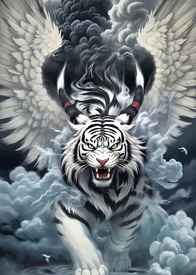 Winged White Tiger