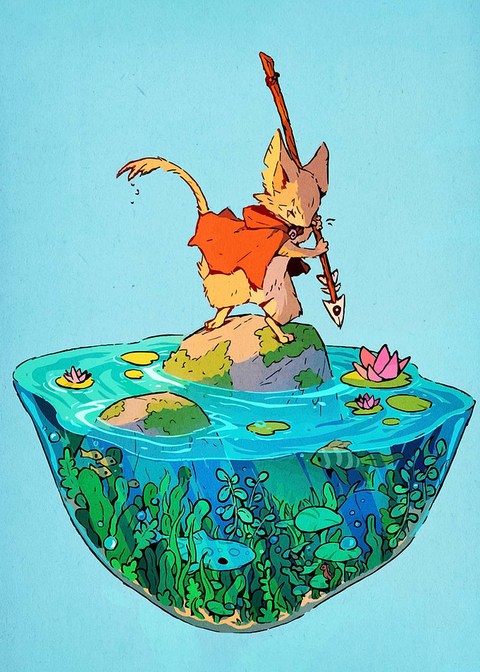 Mouse Warrior on a Floating Island