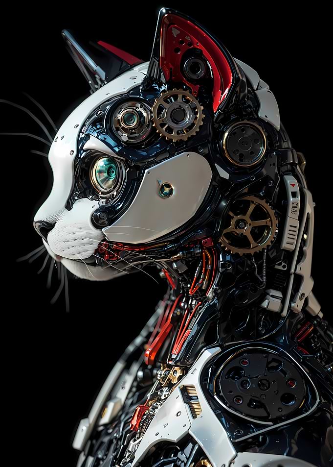 Cybernetic Gear Cat Portrait