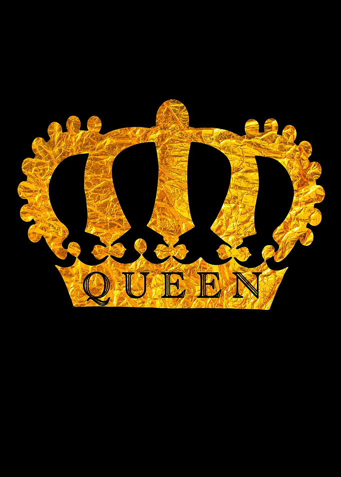 Golden Queen Crown on Black Background