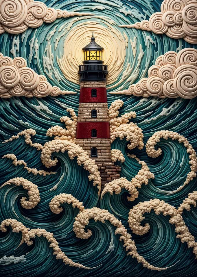 Lighthouse in Stormy Seas