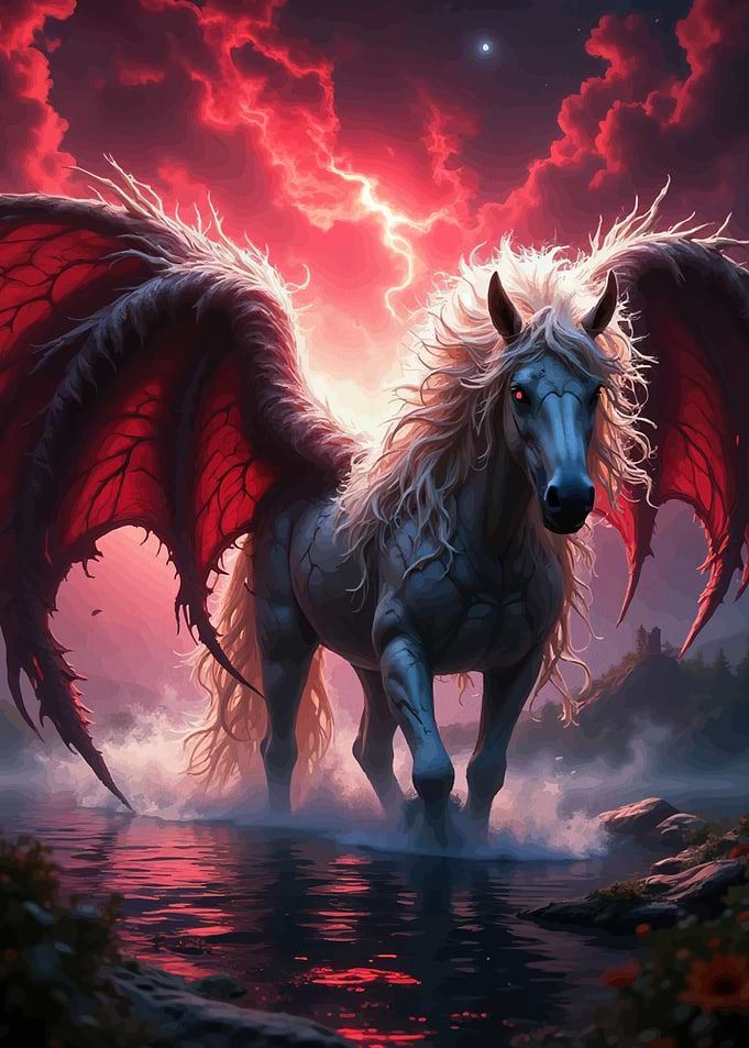 Winged Horse Stormy Landscape