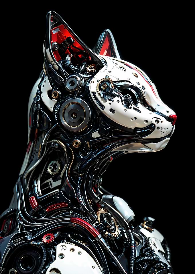 Cybernetic Cyborg Cat Portrait