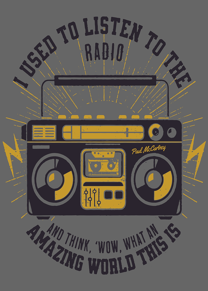 Retro Boombox with Paul McCartney Quote