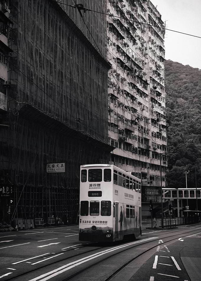 Hong Kong Tram in Black and White