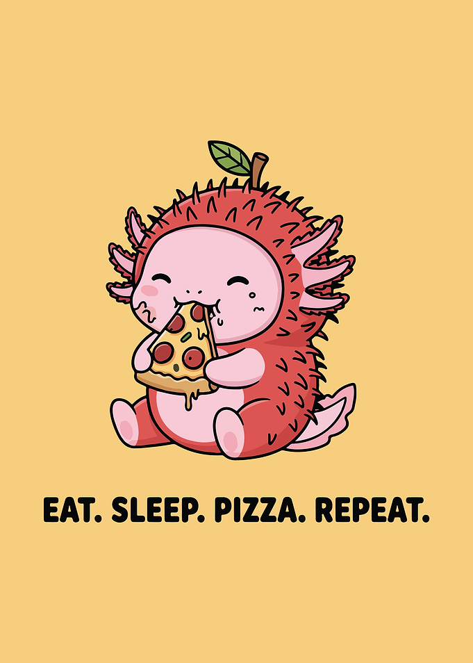 Cute Axolotl Lychee Pizza Repeat