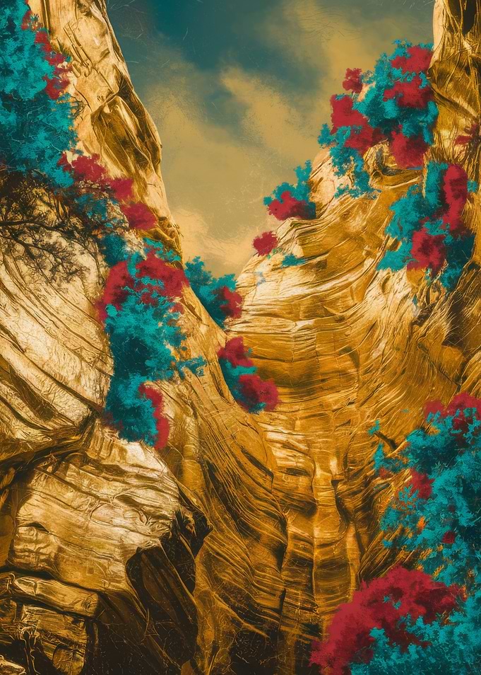 Golden Canyon with Colorful Foliage