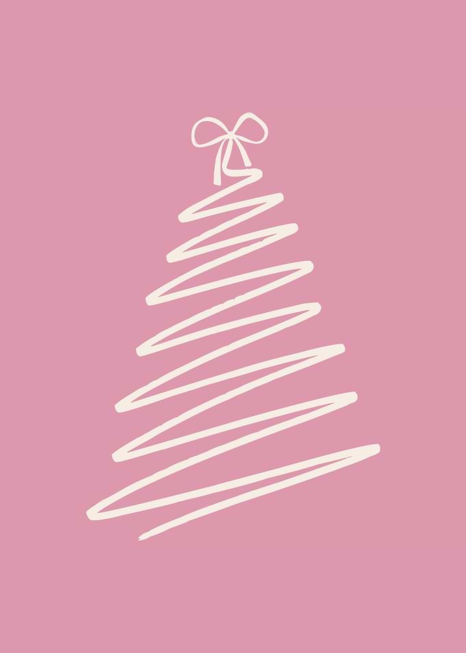 Pink Minimalist Christmas Tree Coquette Holiday art | Pastel Christmas